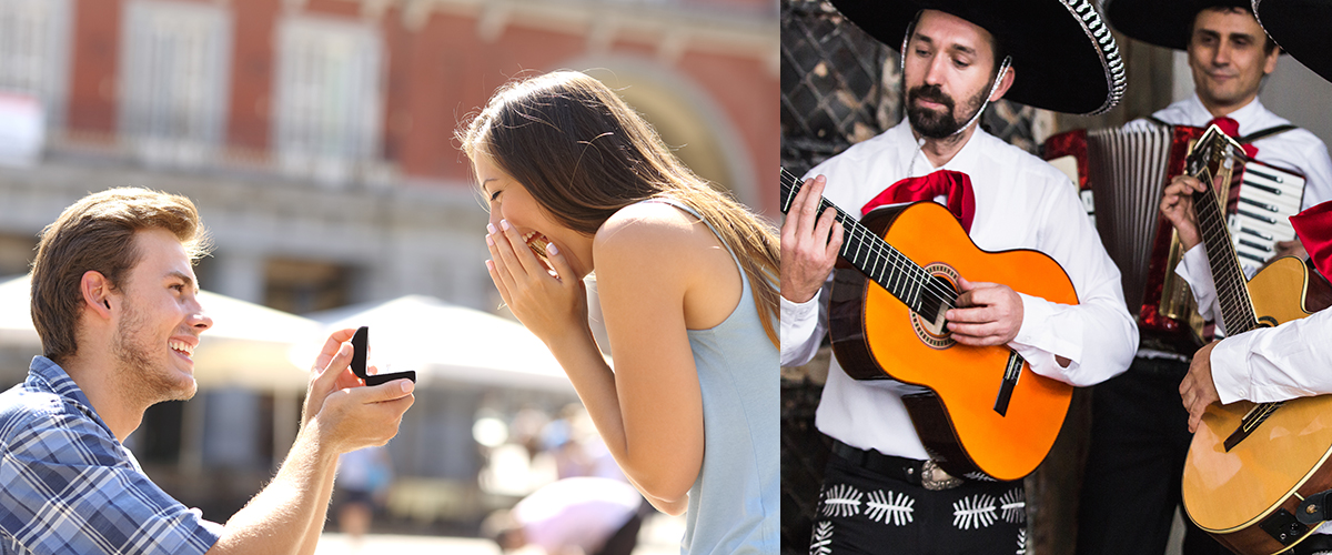 Prachtig aanzoek met Mexicaanse muziek